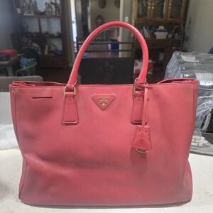 Prada Pink Leather Tote Bag